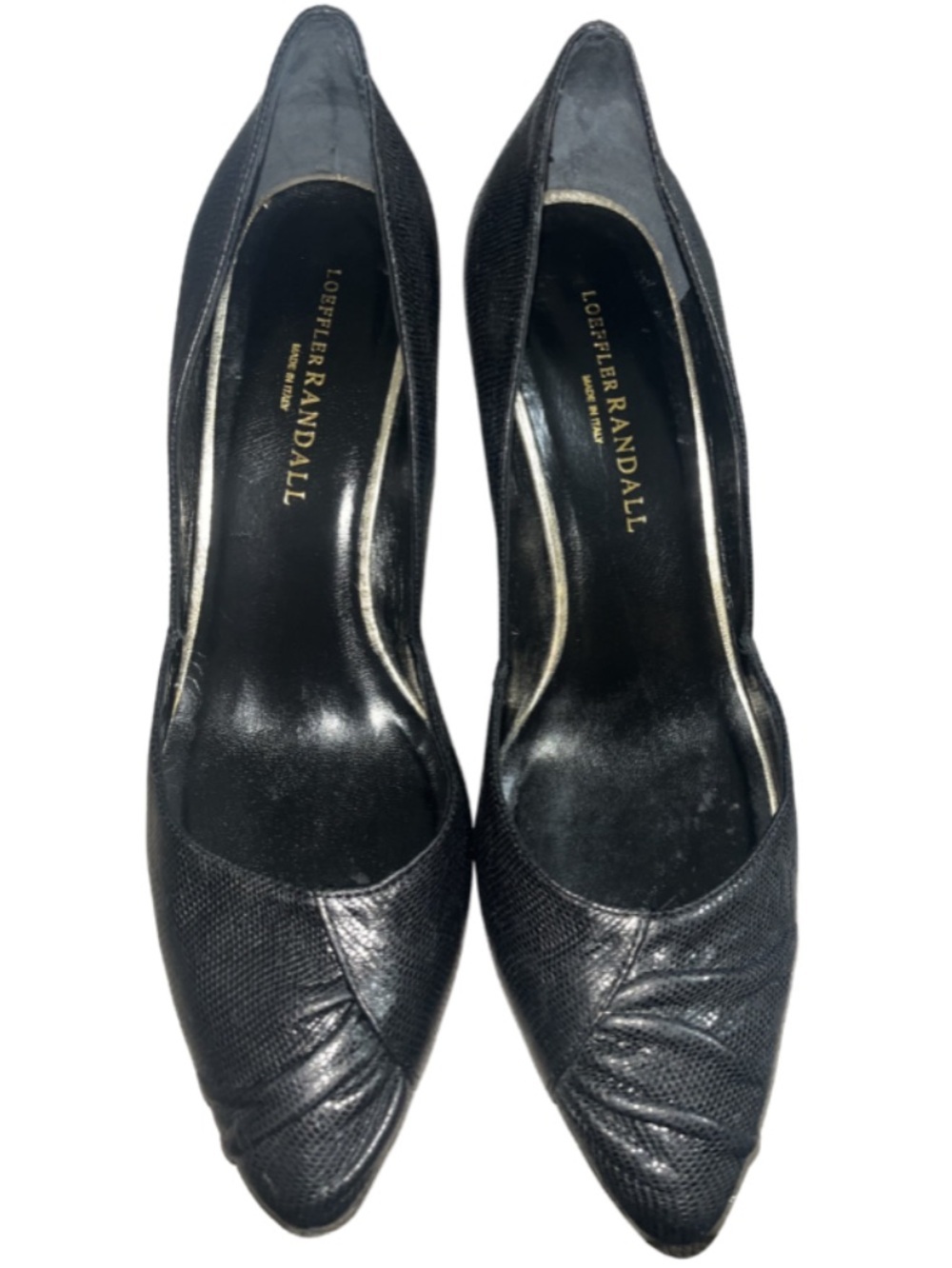 Loeffler Randall Black Textured
Leather Ruched Pointed Toe
Pumps Size 7.5 B